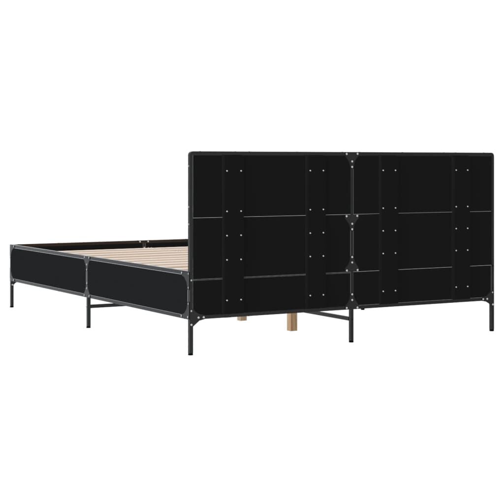 vidaXL Πλαίσιο Κρεβατιού Μαύρο 160x200 εκ. Επεξ. Ξύλο & Μέταλλο