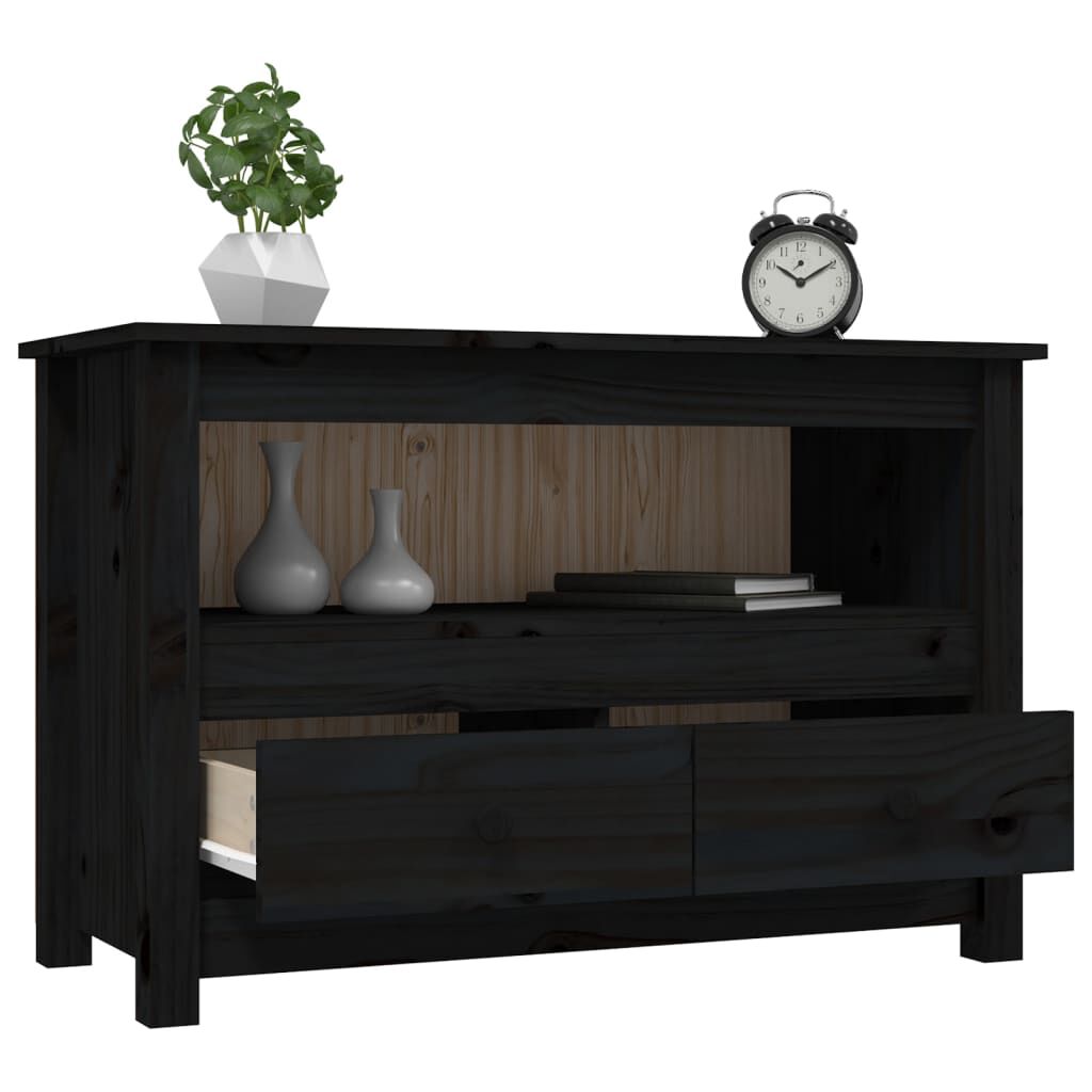 vidaXL Έπιπλο Τηλεόρασης Μαύρο 79x35x52 εκ. από Μασίφ Ξύλο Πεύκου