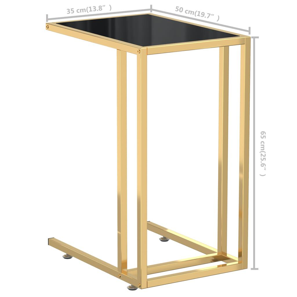 vidaXL Τραπέζι Υπολογιστή Βοηθητικό Μαύρο 50x35x65 εκ. Ψημένο Γυαλί