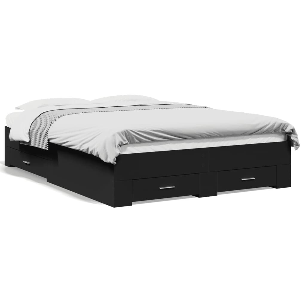 vidaXL Πλαίσιο Κρεβατιού με Συρτάρια Μαύρο 120x190 εκ Επεξεργ. Ξύλο