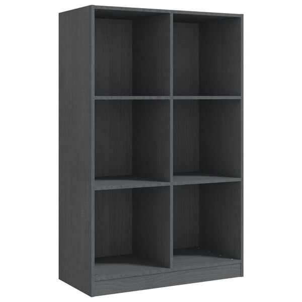 vidaXL Βιβλιοθήκη Γκρι 70 x 33 x 110 εκ. από Μασίφ Ξύλο Πεύκου