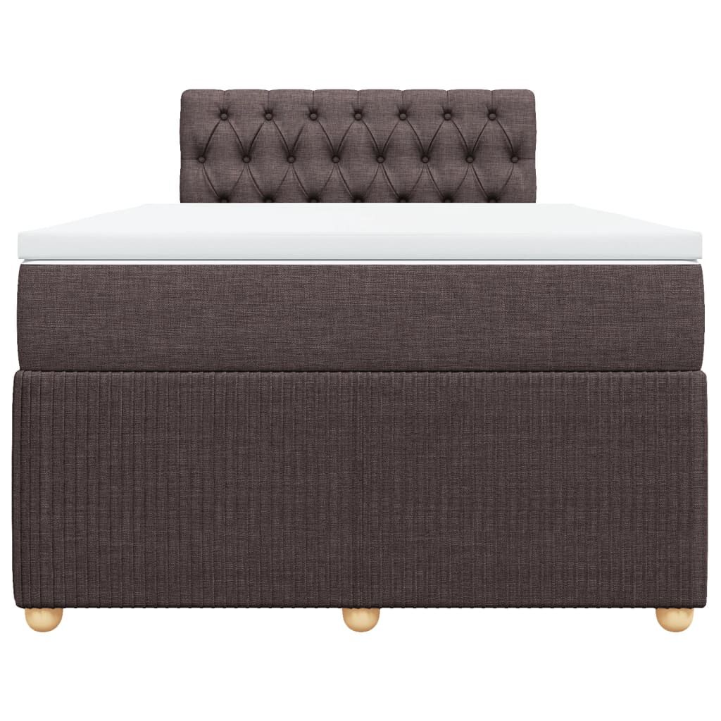 vidaXL Κρεβάτι Boxspring με Στρώμα Σκούρο Καφέ 120x190 εκ Υφασμάτινο