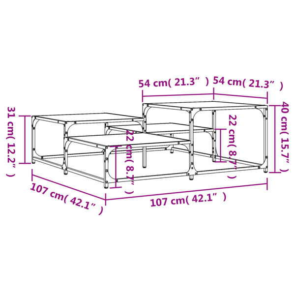 vidaXL Τραπεζάκι Σαλονιού Sonoma Δρυς 107 x 107 x 40 εκ. Επεξεργ. Ξύλο