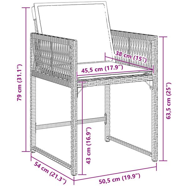 vidaXL Σέτ φαγητού για κήπο 5 pcs Γκρι συνθετικό ρατάν