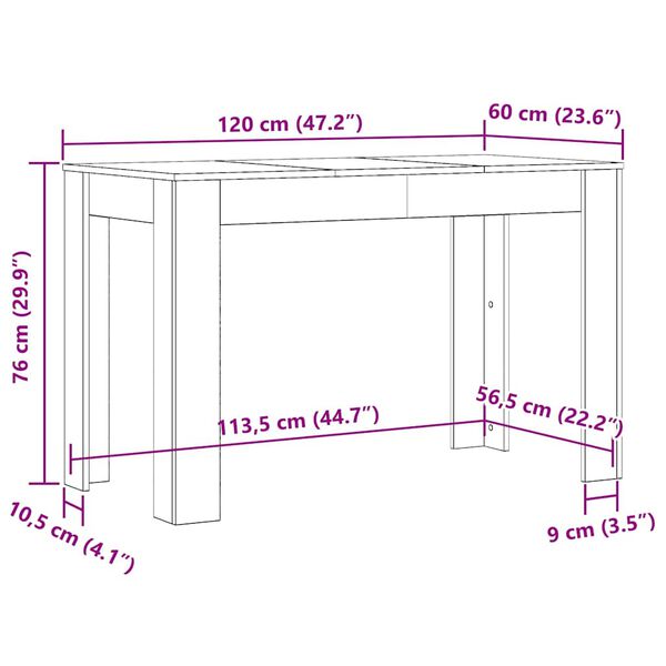vidaXL Τραπεζαρία Παλιό Ξύλο 120 x 60 x 76 εκ. από Μοριοσανίδα
