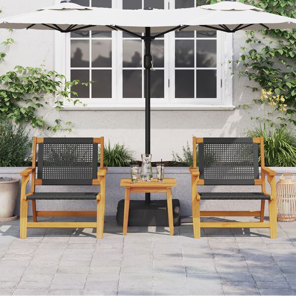 vidaXL Κήπου Καρέκλες με Τραπέζι 3 pcs Μαύρο 45 x 45 x 40 cm