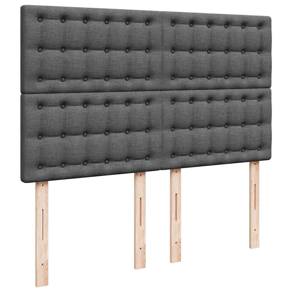 vidaXL Κρεβάτι Boxspring με Στρώμα Σκούρο Γκρι 140x200 εκ Υφασμάτινο