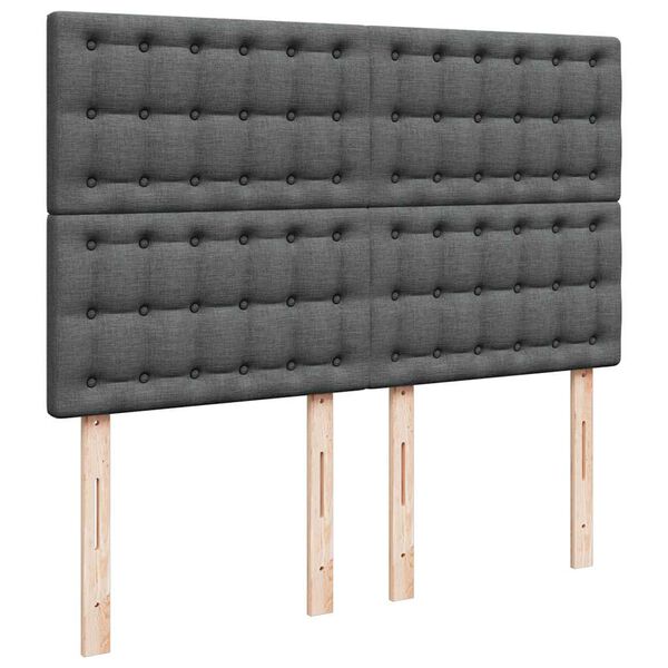 vidaXL Κρεβάτι Boxspring με Στρώμα Σκούρο Γκρι 140x200 εκ Υφασμάτινο
