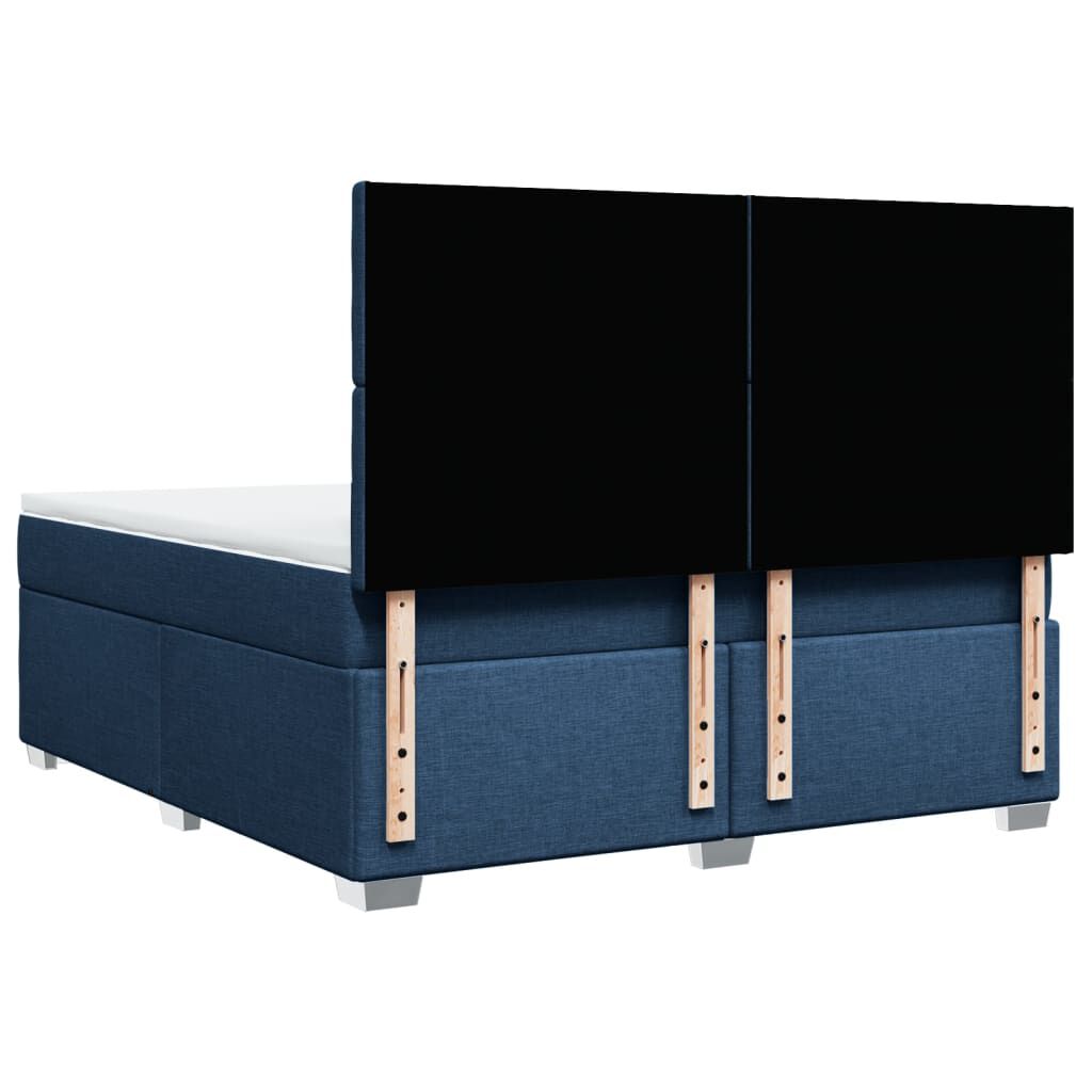 vidaXL Κρεβάτι Boxspring με Στρώμα Μπλε 180x200 εκ. Υφασμάτινο