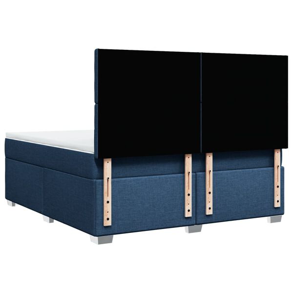 vidaXL Κρεβάτι Boxspring με Στρώμα Μπλε 180x200 εκ. Υφασμάτινο