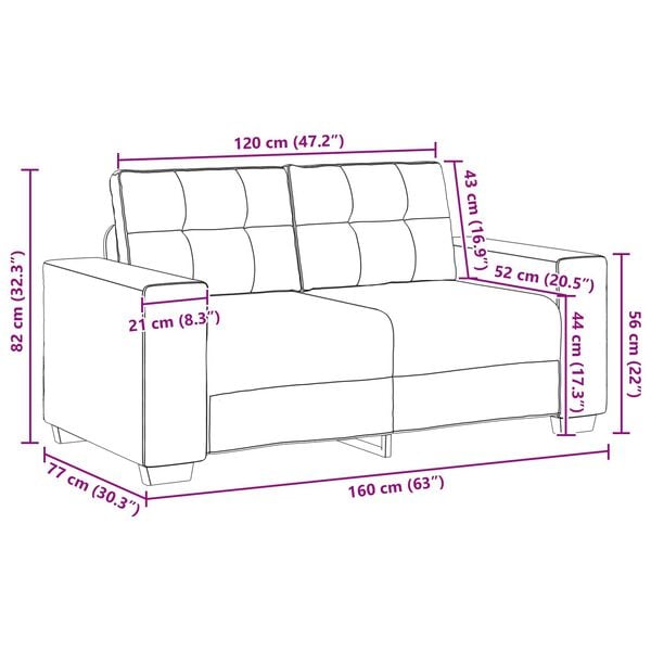 vidaXL Καναπές 2 pcs Καφέ 221 x 78 x 80 εκ Τεχνητό δέρμα