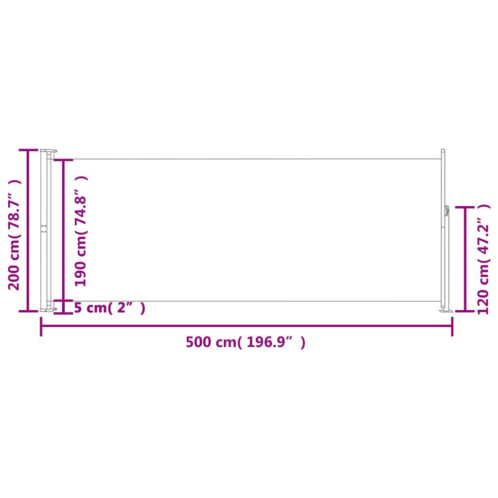 vidaXL Σκίαστρο Πλαϊνό Συρόμενο Βεράντας Κρεμ 200 x 500 εκ.