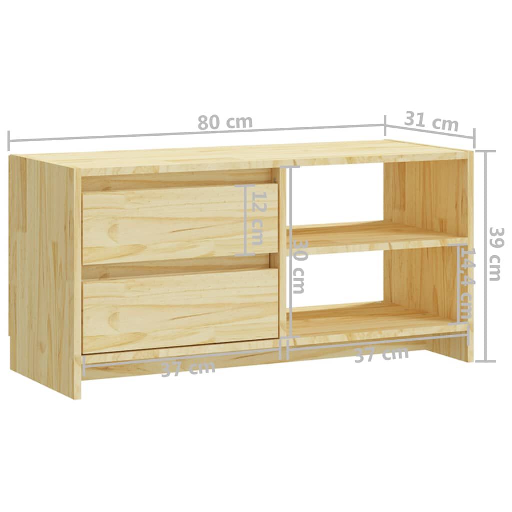 vidaXL Έπιπλο Τηλεόρασης 80 x 31 x 39 εκ. από Μασίφ Ξύλο Πεύκου