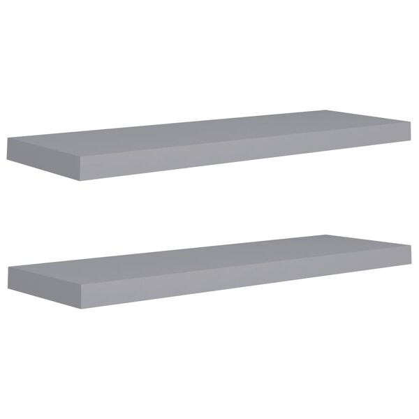 vidaXL Ράφια Τοίχου 2 τεμ. Γκρι 80x23,5x3,8 εκ. MDF