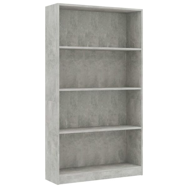 vidaXL Βιβλιοθήκη με 4 Ράφια Γκρι Σκυροδέμ. 80x24x142 εκ. Επεξ. Ξύλο