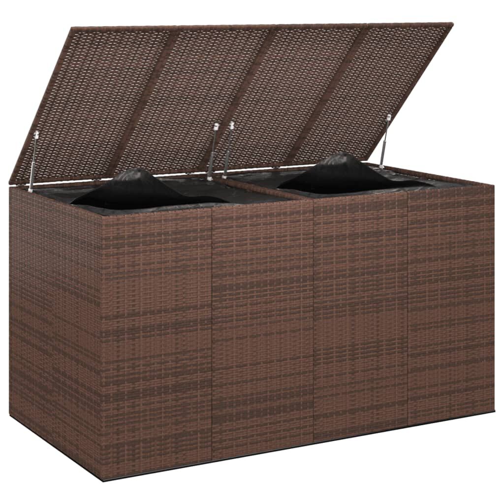 vidaXL Κουτί Μαξιλαριού Κήπου Καφέ 194x100x103 εκ. Ρατάν Πολυαιθ.