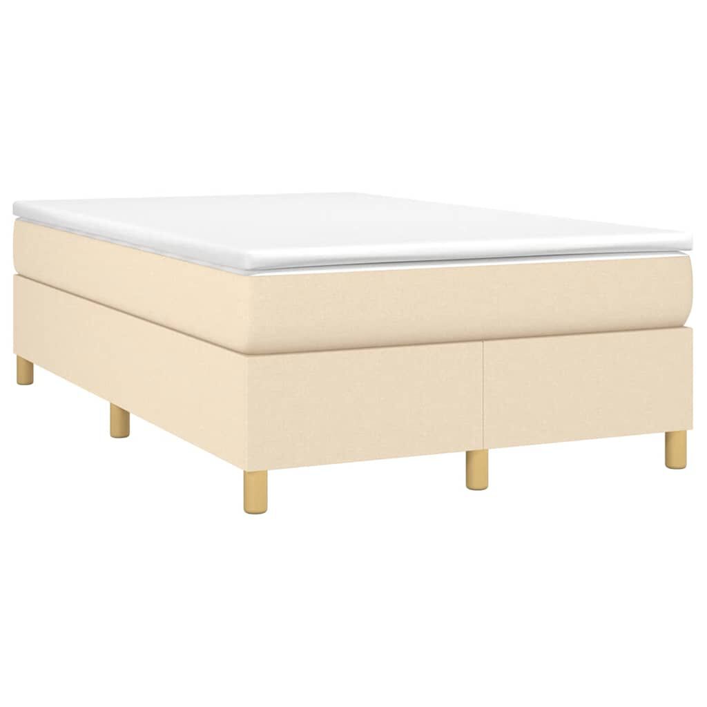 vidaXL Κρεβάτι Boxspring με Στρώμα Κρεμ 120x190 εκ. Υφασμάτινο
