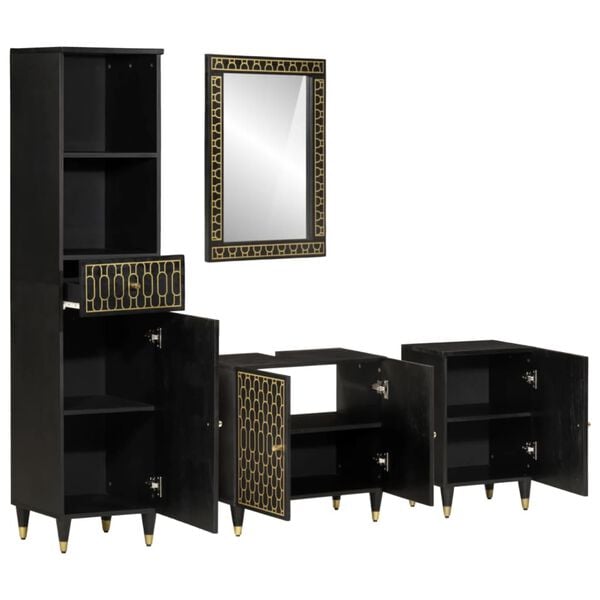 vidaXL Έπιπλα Μπάνιου Σετ 4 Τεμαχίων από Μασίφ Ξύλο Μάνγκο