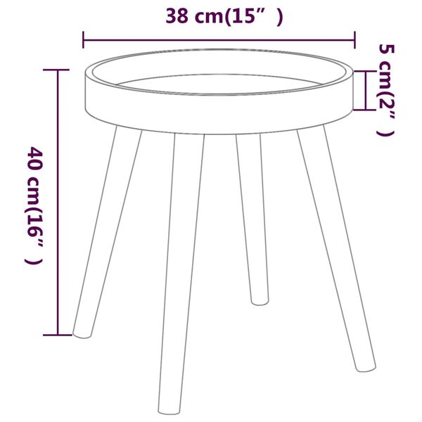 vidaXL Βοηθητικό Τραπέζι Μαύρο 38x38x40 εκ. Επεξ. Ξύλο & Μασίφ Πεύκο