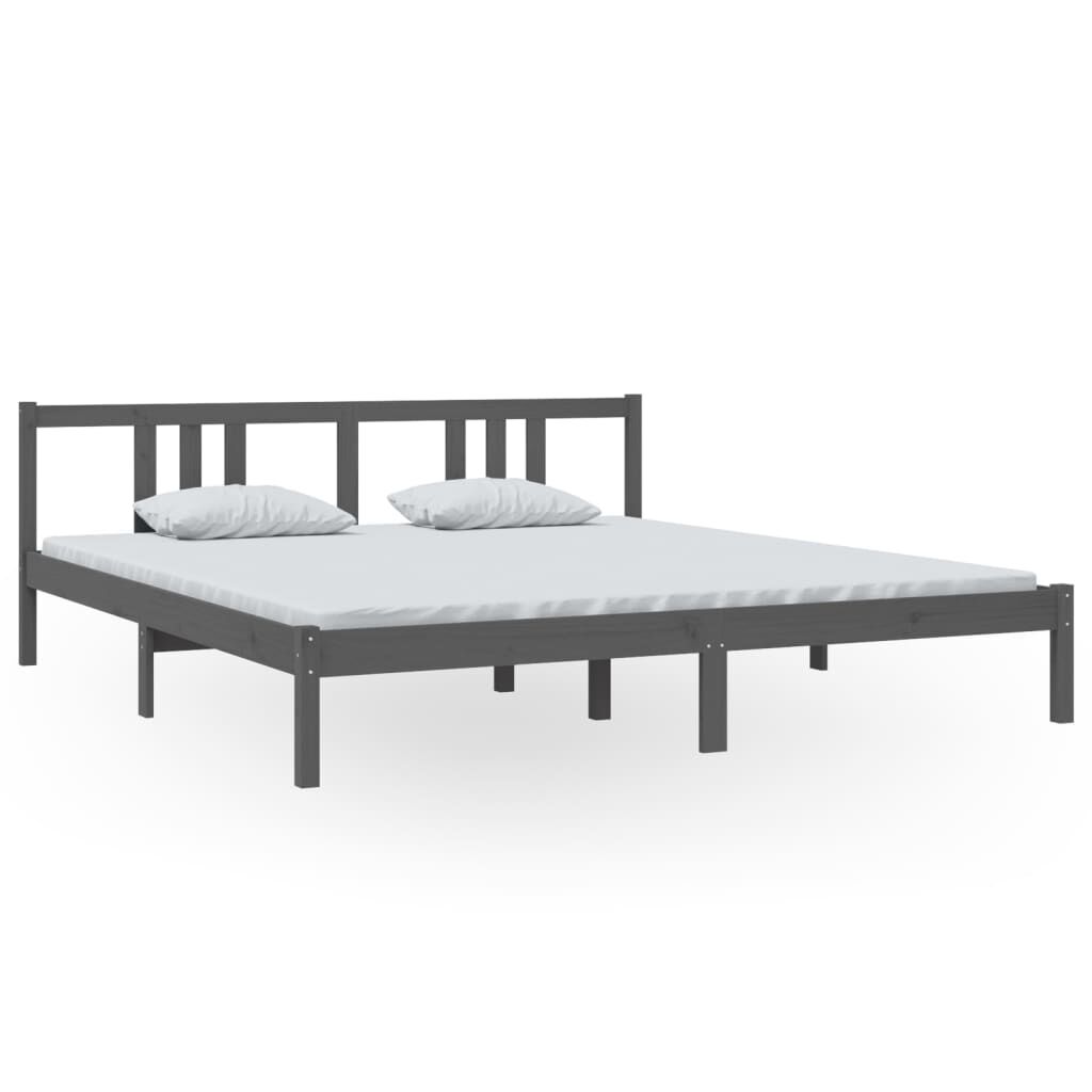 vidaXL Πλαίσιο Κρεβατιού Γκρι 180 x 200 εκ Ξύλο Πεύκου Super King