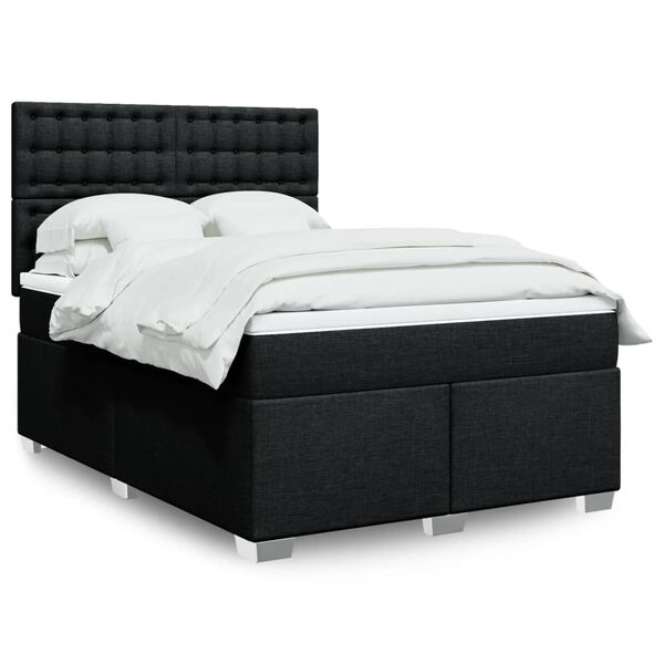 vidaXL Κρεβάτι Boxspring με Στρώμα Μαύρο 140x200 εκ. Υφασμάτινο
