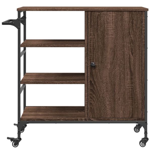 vidaXL Τρόλεϊ Κουζίνας Καφέ Δρυς 87,5x38,5x84,5 εκ. Επεξ. Ξύλο