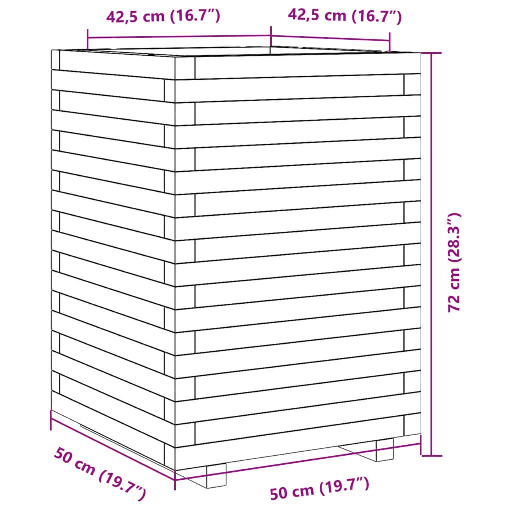 vidaXL Ζαρντινιέρα Κήπου Λευκή 50x50x72 εκ. από Μασίφ Ξύλο Πεύκου