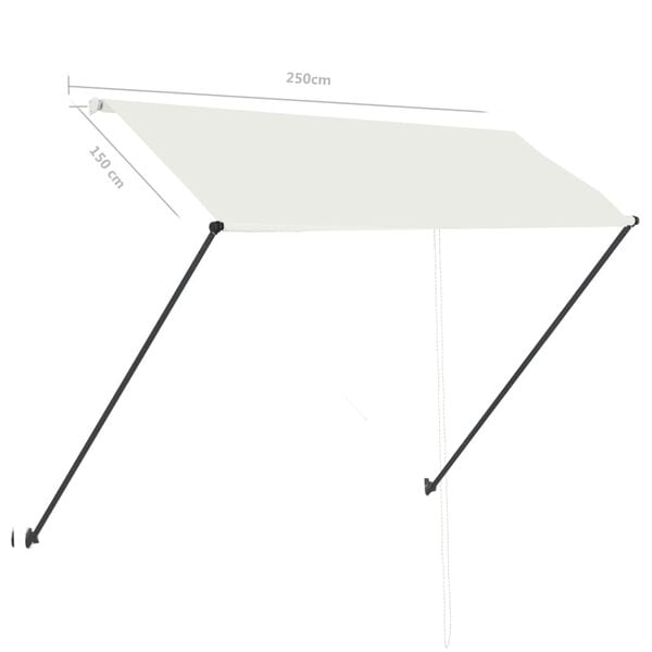 vidaXL Τέντα Συρόμενη με LED Κρεμ 250 x 150 εκ.