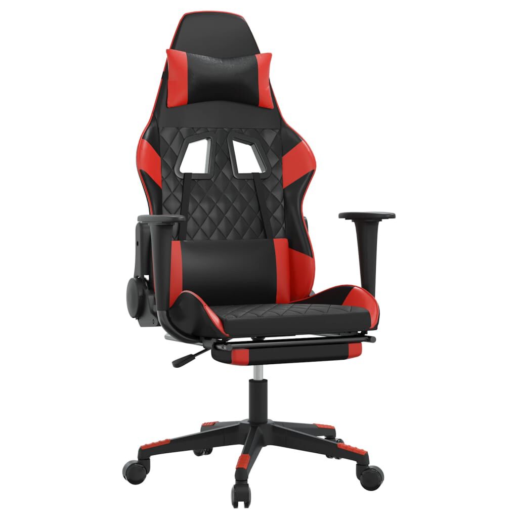 vidaXL Καρέκλα Gaming Μασάζ Υποπόδιο Μαύρο/Κόκκινο από Συνθετικό Δέρμα