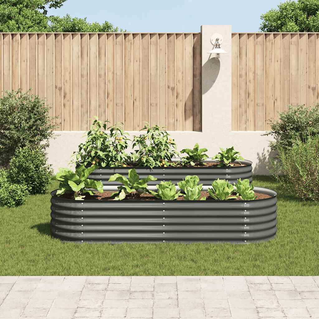 vidaXL Ζαρντινιέρα Υπερυψωμένη Γκρι 240x80x44 εκ. Γαλβανισμ. Χάλυβας