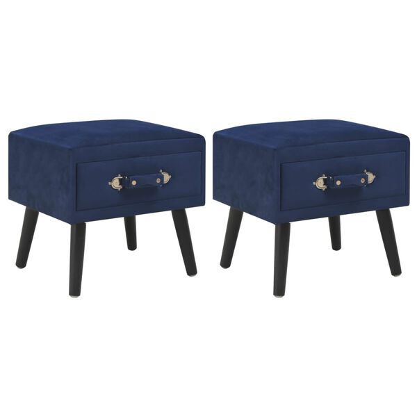 vidaXL Κομοδίνα 2 τεμ. Μπλε 40 x 35 x 40 εκ. Βελούδινα