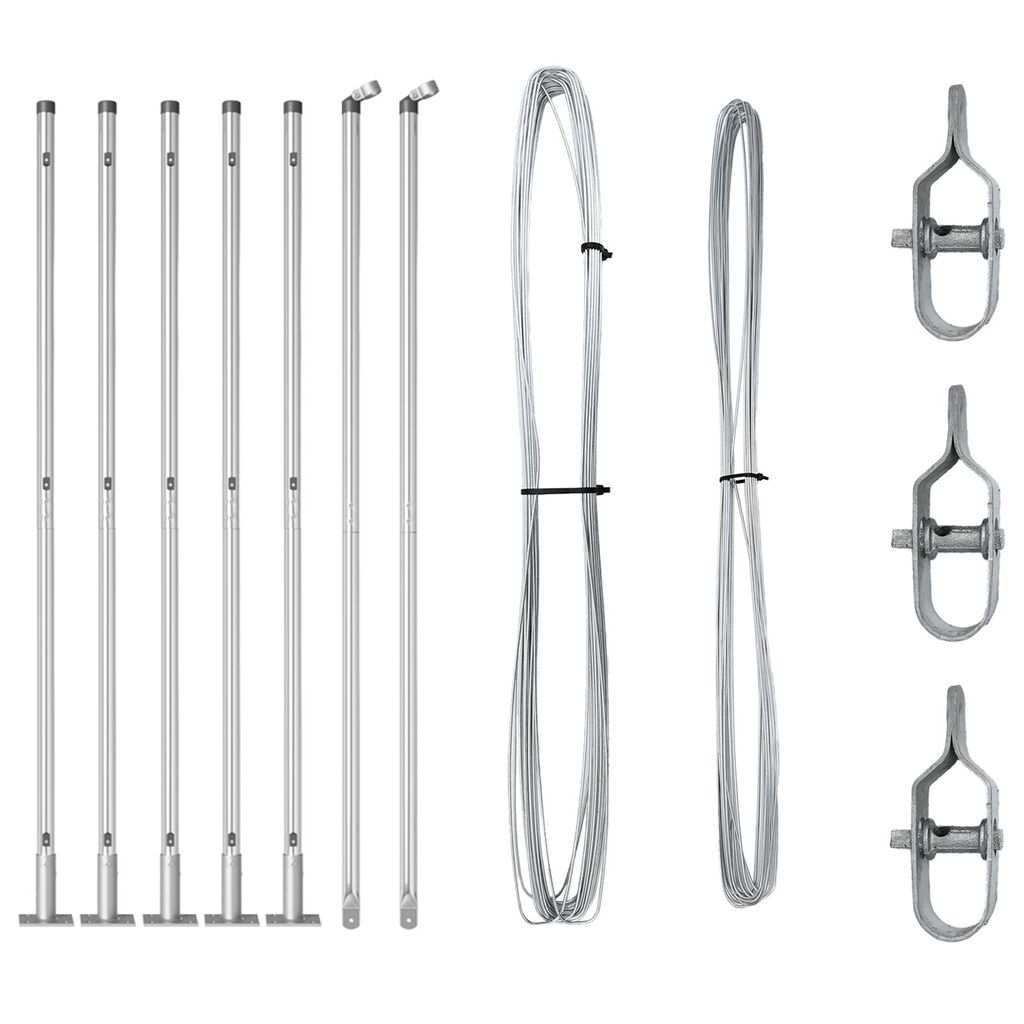 vidaXL Στερεωμένα πόδια φence με βάση 7 τεμ Ø32mm 68,5cm Γαλβανισμένο Ατσάλι