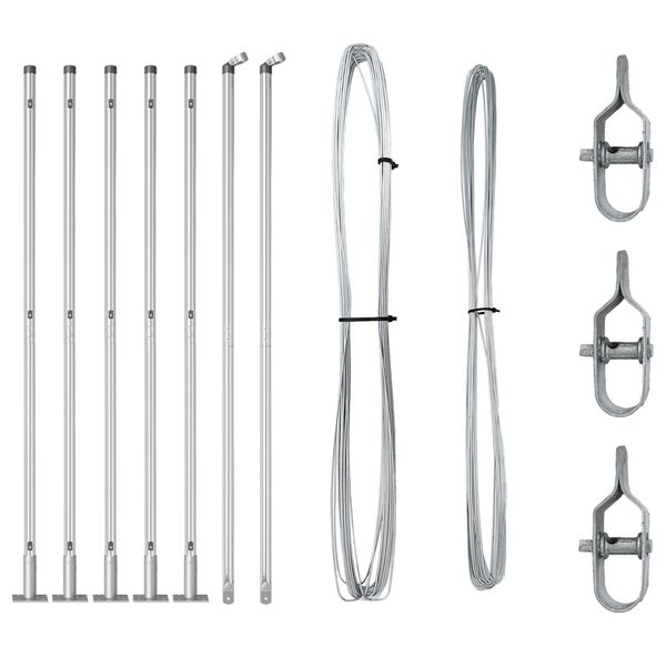 vidaXL Στερεωμένα πόδια φence με βάση 7 τεμ Ø32mm 68,5cm Γαλβανισμένο Ατσάλι