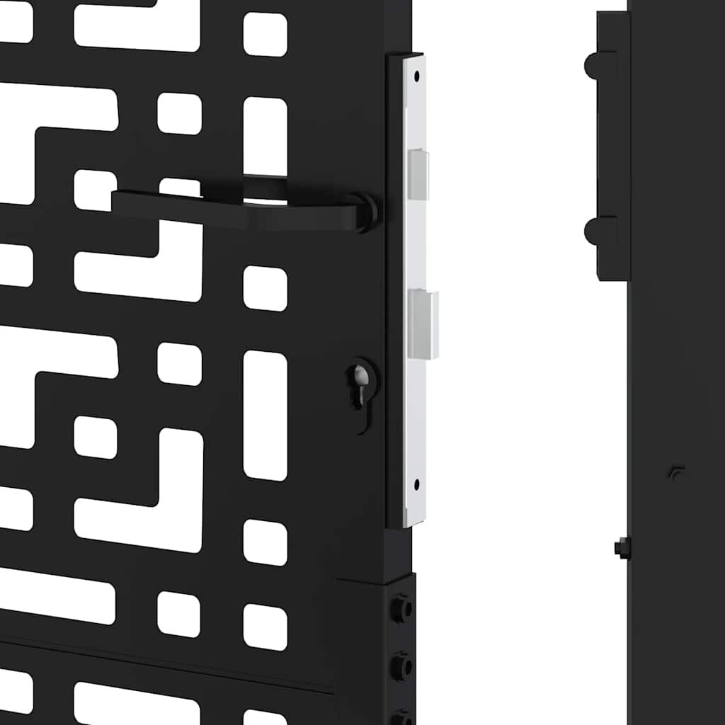 vidaXL Πύλη κήπου Μαύρη 105x155 cm Ατσάλινος Σταυρός Σχεδιασμός