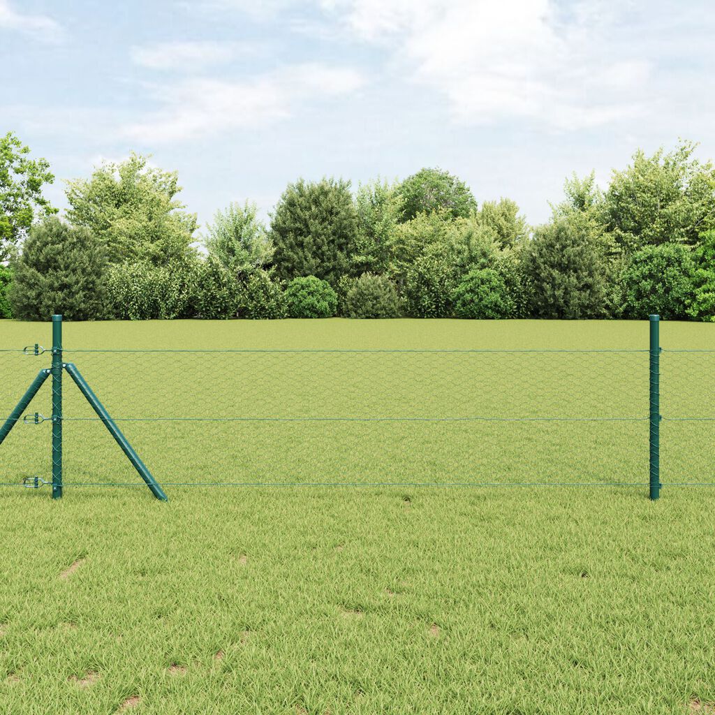 vidaXL Hexagon Fence Πράσινο 0.6x50 μ Χάλυβας