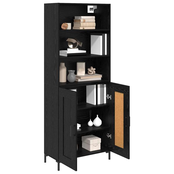 vidaXL Highboard &Mu;&alpha;ύ&rho;&eta; &Omicron;&xi;&upsilon;ά 69,5 x 34 x 180 &epsilon;&kappa;. &Epsilon;&pi;&epsilon;&xi;&epsilon;&rho;&gamma;&alpha;&sigma;&mu;έ&nu;&omicron; &xi;ύ&lambda;&omicron;