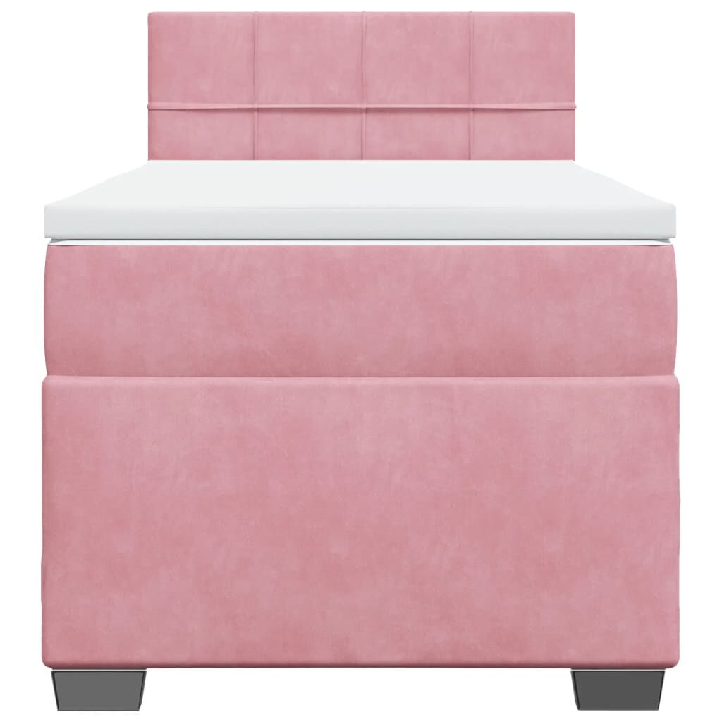 vidaXL Κρεβάτι Boxspring με Στρώμα Ροζ 100x200 εκ. Βελούδινο