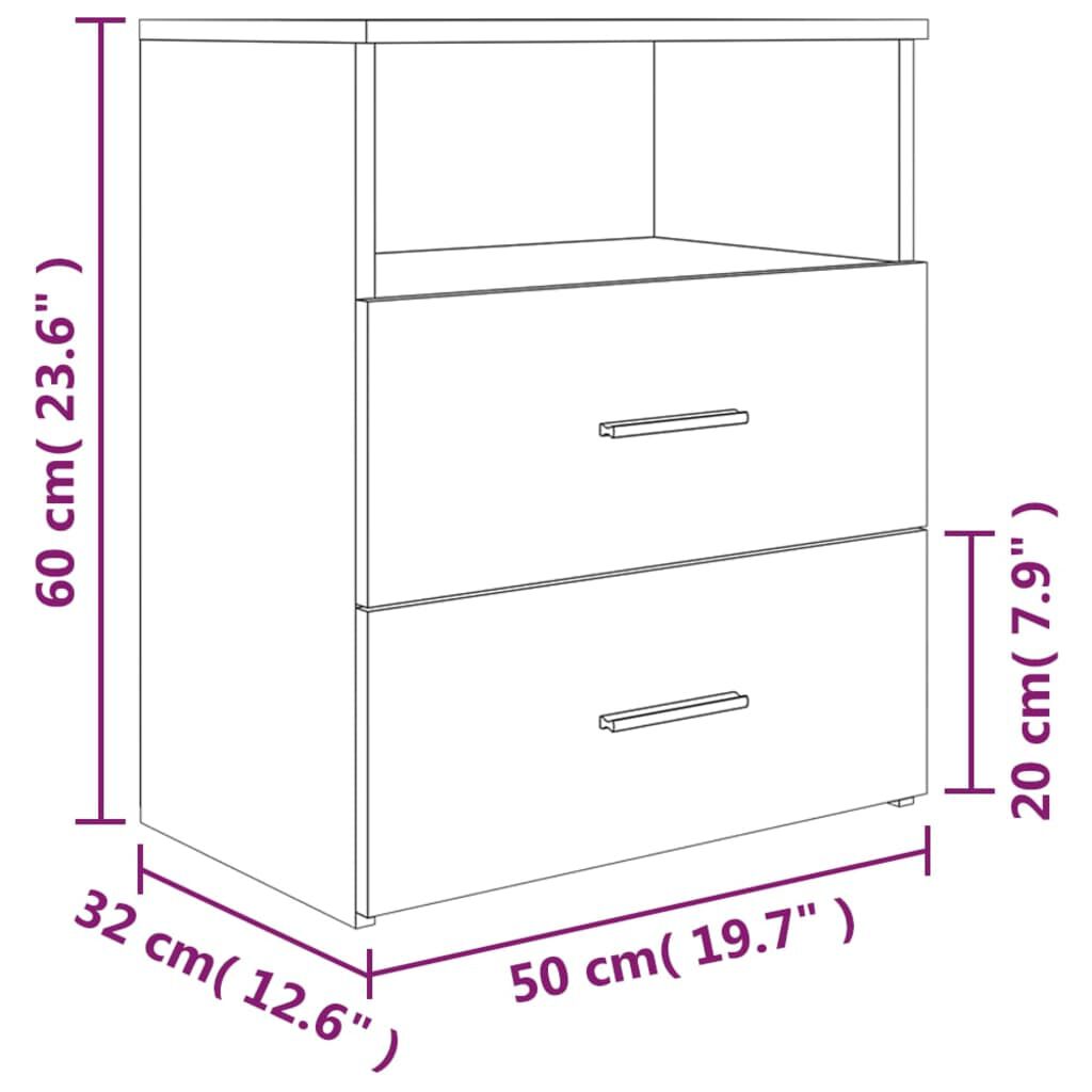 vidaXL Κομοδίνο Καπνιστή Δρυς 50 x 32 x 60 εκ.