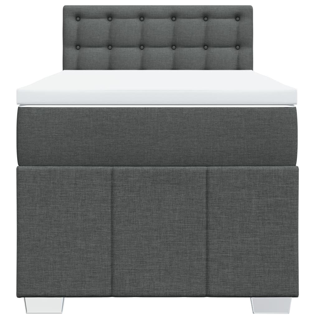 vidaXL Κρεβάτι Boxspring με Στρώμα Σκούρο Γκρι 100x200 εκ. Υφασμάτινο
