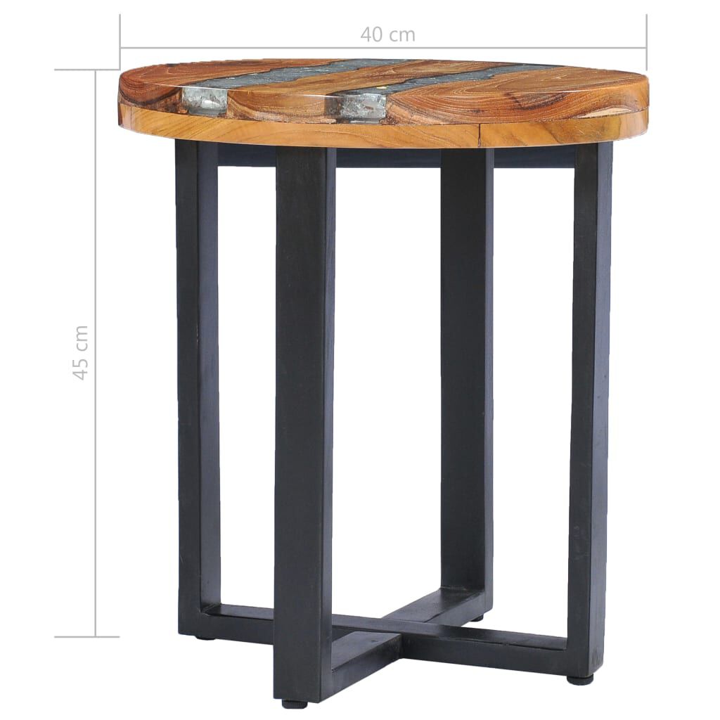vidaXL Τραπεζάκι Σαλονιού 40x45 εκ. από Μασίφ Ξύλο Teak / Συνθ. Ρητίνη