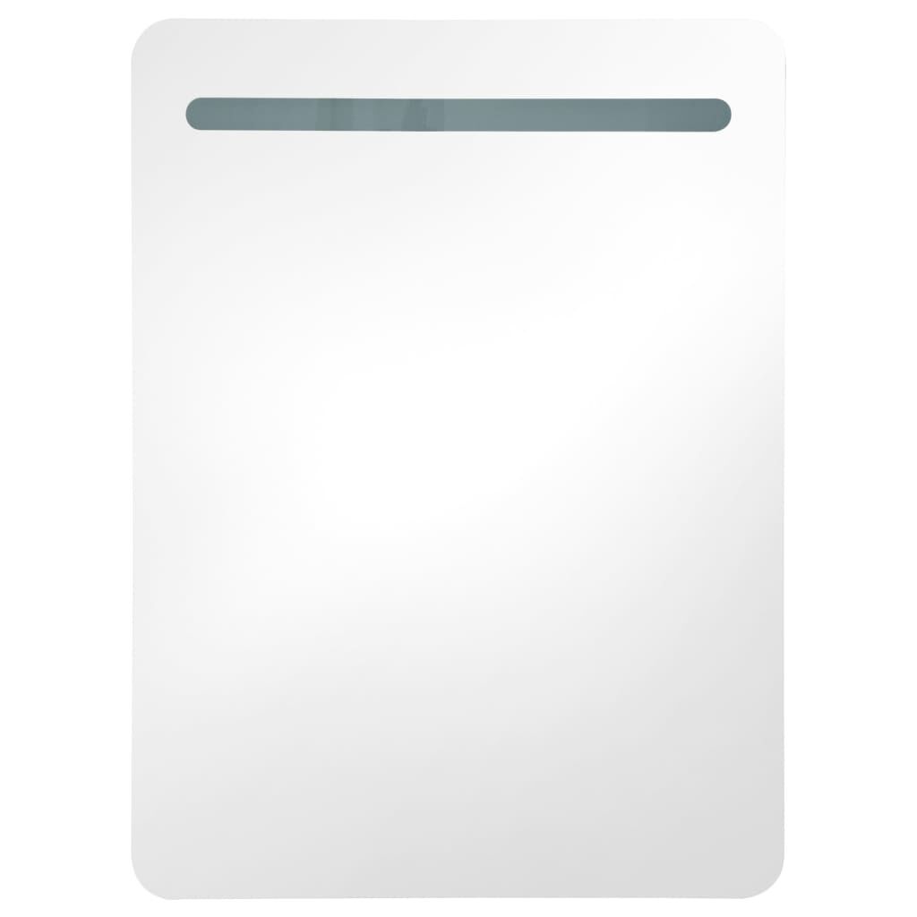 vidaXL Ντουλάπι Μπάνιου με Καθρέφτη & LED Γυαλ. Γκρι 60 x 11 x 80 εκ.
