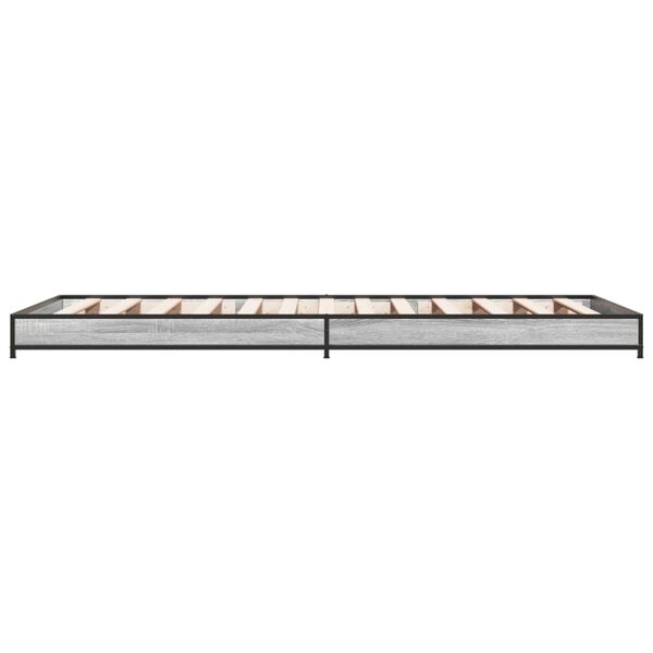 vidaXL Πλαίσιο Κρεβατιού Γκρι Sonoma 90 x 190 εκ. Επεξ. Ξύλο & Μέταλλο