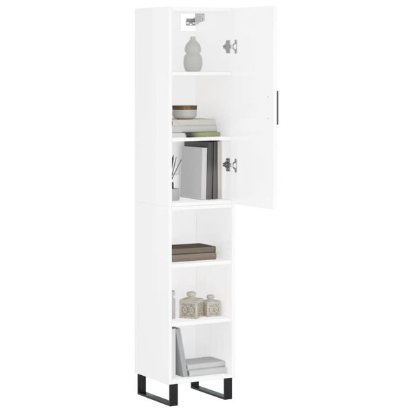 vidaXL Ντουλάπι Γυαλ. Λευκό 34,5 x 34 x 180 εκ. από Επεξεργασμένο Ξύλο