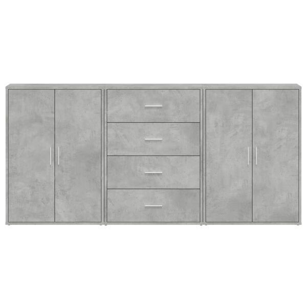 vidaXL Βοηθητικά Ντουλάπια 3 τεμ. Γκρι Σκυρ. 60x31x84 εκ. Επεξ. Ξύλο