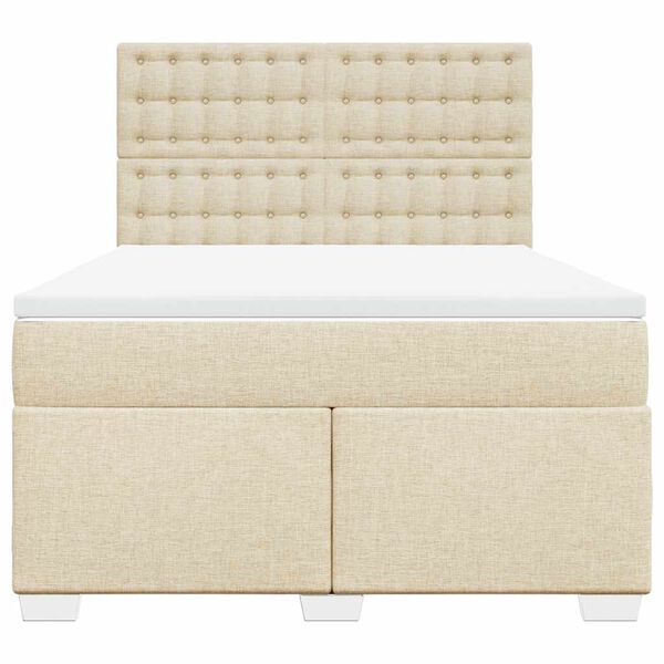 vidaXL Κρεβάτι Boxspring με Στρώμα Κρεμ 140x190 εκ. Υφασμάτινο