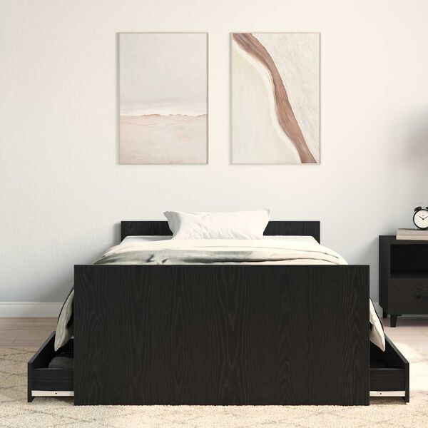 vidaXL Σκελετός Κρεβατιού Μαύρη δρυς 90 x 200 cm Επεξεργασμένο ξύλο