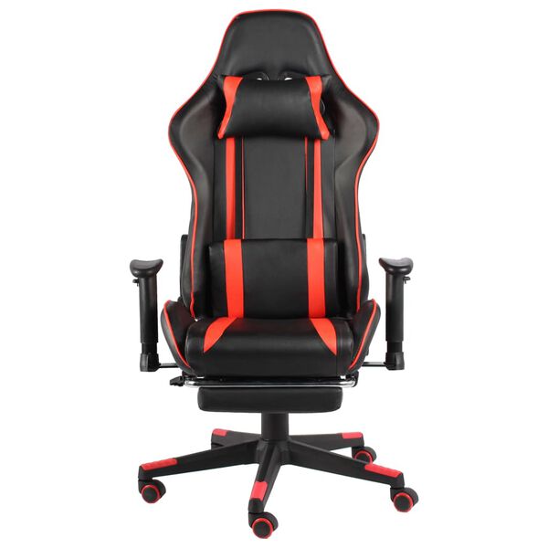 vidaXL Καρέκλα Gaming Περιστρεφόμενη με Υποπόδιο Κόκκινη PVC