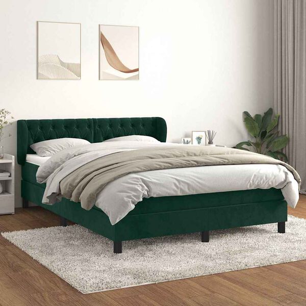 vidaXL &Kappa;&rho;&epsilon;&beta;ά&tau;&iota; Boxspring &mu;&epsilon; &Sigma;&tau;&rho;ώ&mu;&alpha; &Sigma;&kappa;&omicron;ύ&rho;&omicron; &Pi;&rho;ά&sigma;&iota;&nu;&omicron; 140x200&epsilon;&kappa;. &Beta;&epsilon;&lambda;&omicron;ύ&delta;&iota;&nu;&omicron;