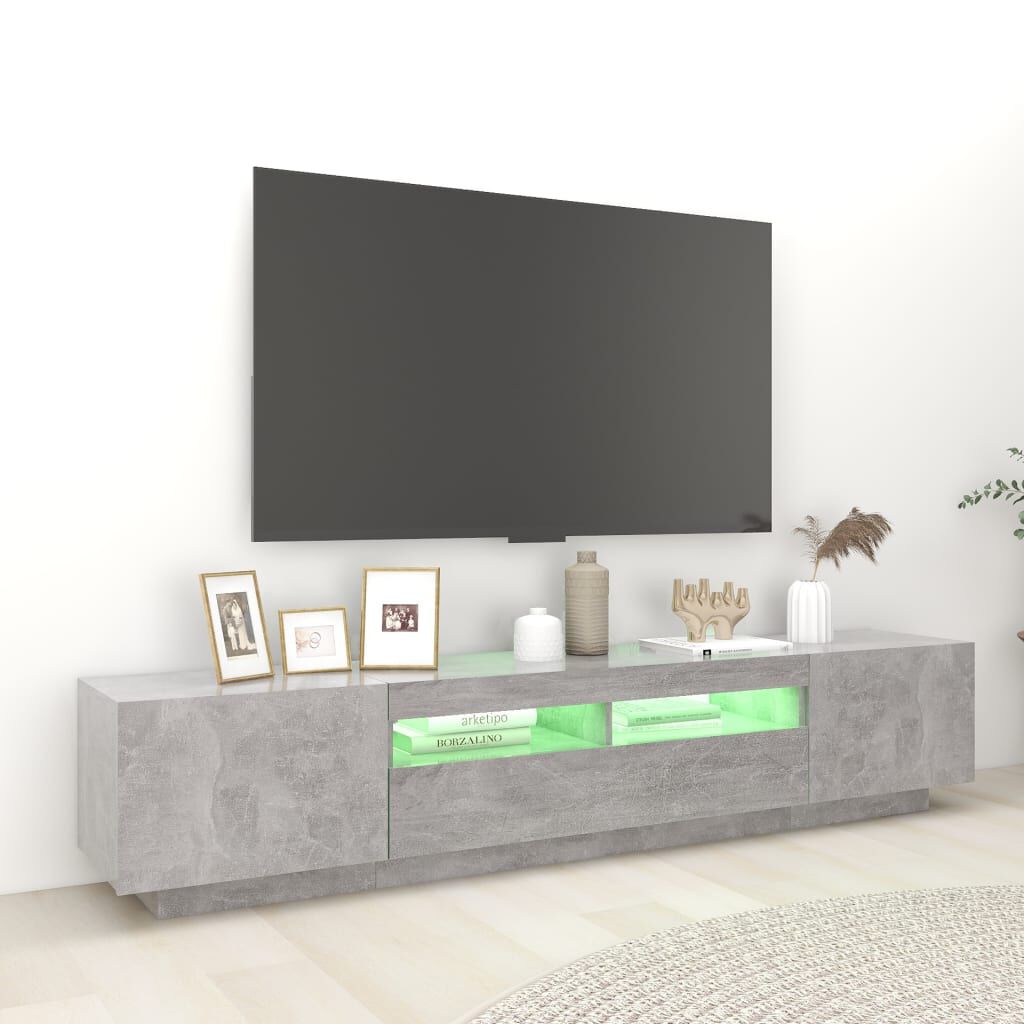 vidaXL Έπιπλο Τηλεόρασης με LED Γκρι Σκυροδέματος 200 x 35 x 40 εκ.