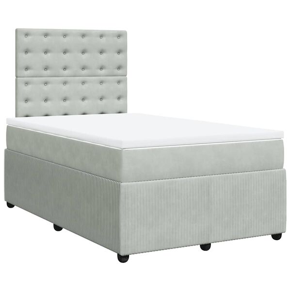 vidaXL Κρεβάτι Boxspring με Στρώμα Ανοιχτό Γκρι 120x200 εκ. Βελούδινο